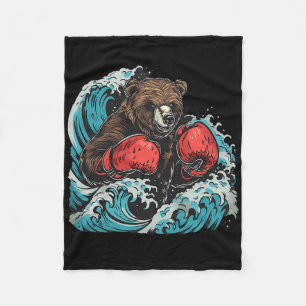 Couverture Polaire Amateur de boxe ours gants de boxe kickboxing drôl