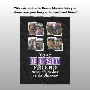 Couverture Polaire Amateur de cheval 4 photo meilleur ami noir violet