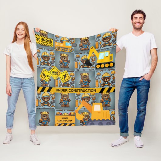 Couverture Polaire Amateur de construction jaune ours (En situation)
