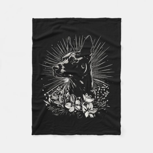 Couverture Polaire Amateur de style tatouage belge Malinois Retro Chi (Devant)