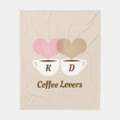 Couverture Polaire Amateurs de café rose Brown Personnalisé Initiales (Devant)