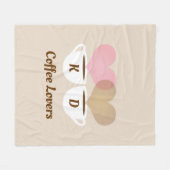 Couverture Polaire Amateurs de café rose Brown Personnalisé Initiales (Devant (Horizontal))