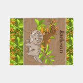 Couverture Polaire Amateurs de dinosaures mignonette ajouter nom bébé (Devant (Horizontal))