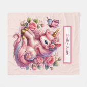 Couverture Polaire Amateurs de licorne mignonne ajouter le nom Fleece (Devant (Horizontal))