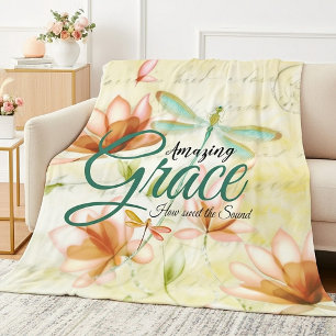 Couverture Polaire Amazing Grace Flowers and dragonfly
