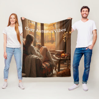 Couverture Polaire Ambiance Automne Cosy | Fenêtre de Cabane d'Automn