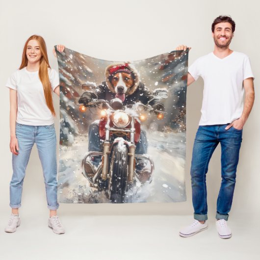 Couverture Polaire Américain Anglais Foxhound équitation vélo Noël (En situation)