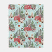 Couverture Polaire American bully dog Red Christmas Truck Festive (Devant)