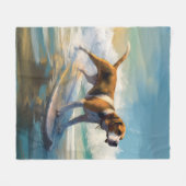 Couverture Polaire American Engligh Foxhound Beach Surfing Paining (Devant (Horizontal))