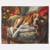 Couverture Polaire American English Foxhound Chien Festif de Noël (Devant (Horizontal))