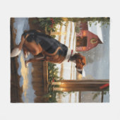 Couverture Polaire American English Foxhound Christmas Lights Holiday (Devant (Horizontal))