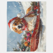 Couverture Polaire American English Foxhound dans Sledge Christmas (Devant)
