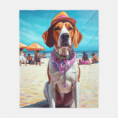Couverture Polaire American English Foxhound on Beach, cadeau d'été (Devant)
