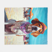 Couverture Polaire American English Foxhound on Beach, cadeau d'été (Devant (Horizontal))