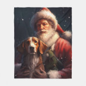 Couverture Polaire American English Foxhound Santa Claus Noël (Devant)
