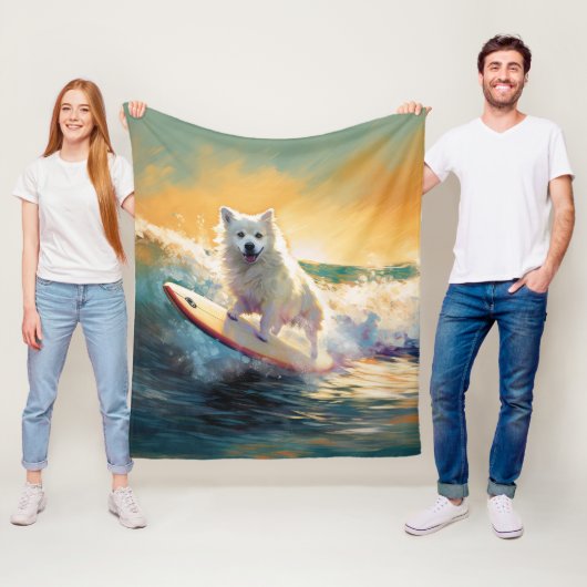 Couverture Polaire American Eskimo Beach Surf Peinture (En situation)