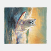 Couverture Polaire American Eskimo Beach Surf Peinture (Devant (Horizontal))