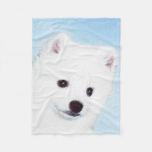 Couverture Polaire American Eskimo Dog Painting - Original Dog Art