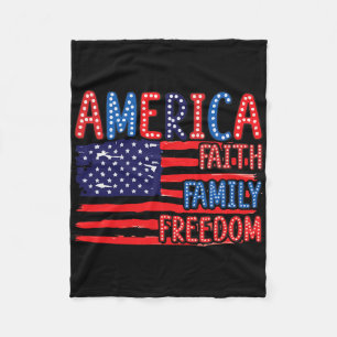 Couverture Polaire American Flag Faith Family Freedom 4 juillet Ind