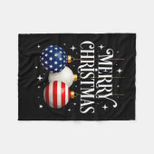 Couverture Polaire American Flag Merry Christmas Tree Baubles Us Patr (Devant (Horizontal))