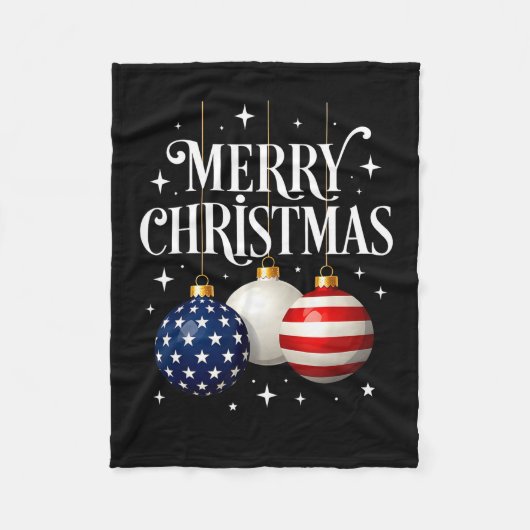 Couverture Polaire American Flag Merry Christmas Tree Baubles Us Patr (Devant)