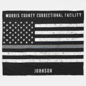 Couverture Polaire American Flag Mince Grey Line Distressed Name (Devant (Horizontal))