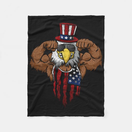 Couverture Polaire American Flag Muscular Bald Eagle Bike Flexing Unc (Devant)