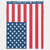 Couverture Polaire American Flag Red White Blue Custom Monogramme Nom (Devant)
