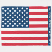 Couverture Polaire American Flag Red White Blue Custom Monogramme Nom (Devant (Horizontal))