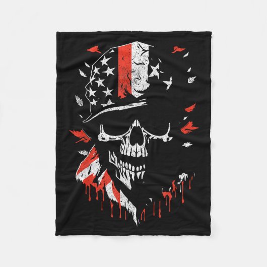 Couverture Polaire American Flag Skull Soldier Patriotic Military Gra (Devant)