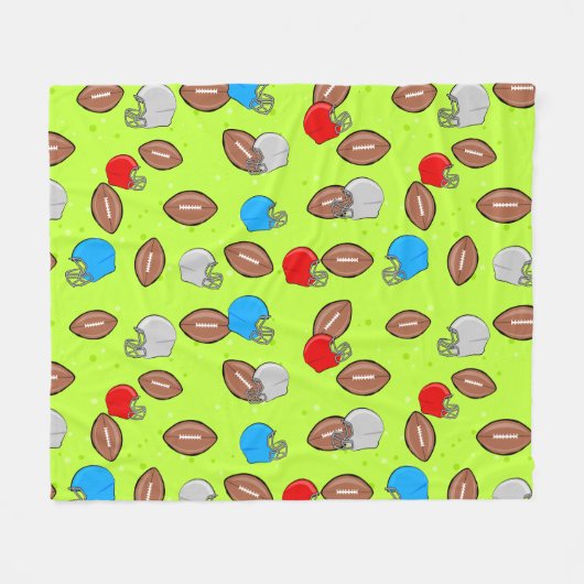 Couverture Polaire American Football - Helmet & Ball Seamless Pattern (Devant (Horizontal))
