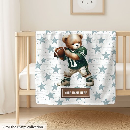 Couverture Polaire American Football Teddy Blanche pour garçons Anniv