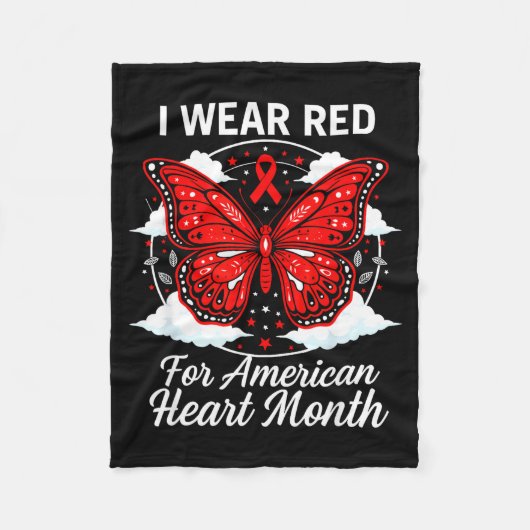 Couverture Polaire American Heart Disease Awareness Month Ribbon Red  (Devant)