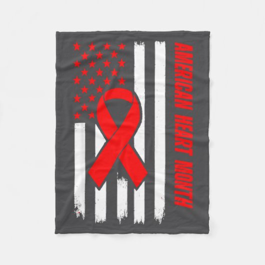 Couverture Polaire American Heart Disease Awareness Month Ribbon Red  (Devant)