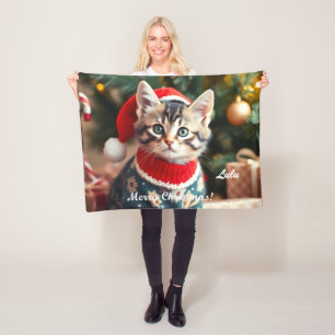 Couverture Polaire American Shorthair Chat Noël personnalisé