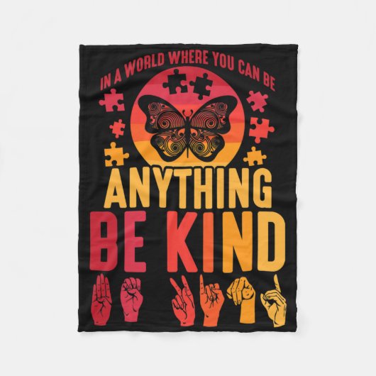 Couverture Polaire American Sign Language Puzzle Deaf Butterfly (Devant)