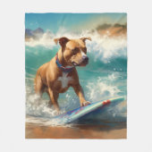 Couverture Polaire American Staffordshire Beach Surf Peinture (Devant)