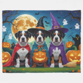 Couverture Polaire American Staffordshire Chien Citrouille Halloween  (Devant (Horizontal))