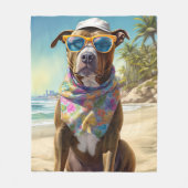 Couverture Polaire American Staffordshire sur la plage, cadeau d'été (Devant)