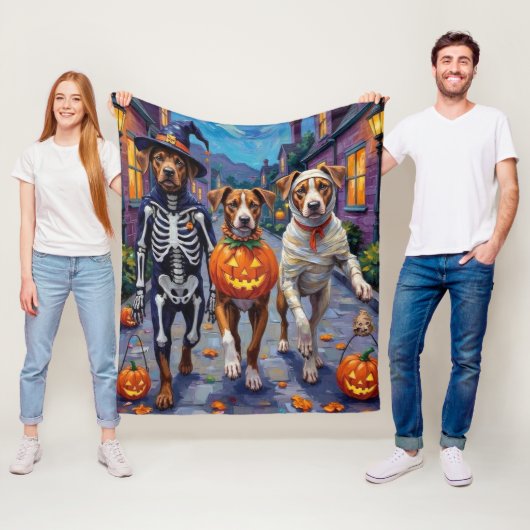 Couverture Polaire American Staffordshire Terrier Chiens Halloween (En situation)