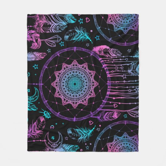 Couverture Polaire Amérindien Dreamcatcher Moon Motif (Devant)