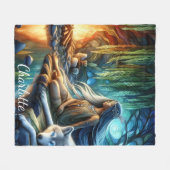 Couverture Polaire Amérindiens et loups par l'eau Scène tranquille (Devant (Horizontal))