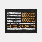 Couverture Polaire Amérique Drapeau Orange Ribbon Leucémie (Devant (Horizontal))