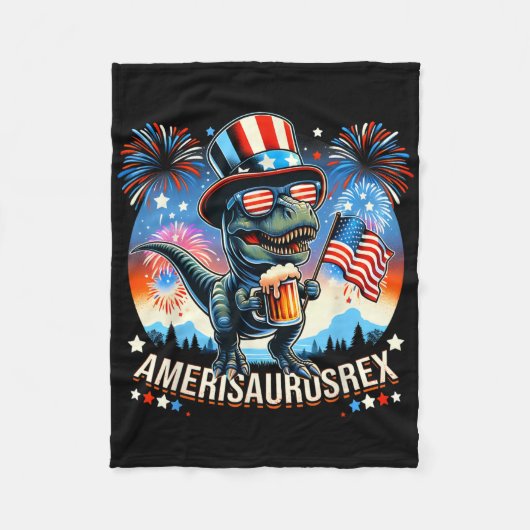 Couverture Polaire Amerisaurusrex Drapeau américain mignon Dinosaur T (Devant)