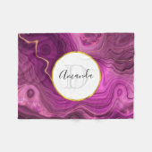 Couverture Polaire Améthyste Violet Et Monogramme D'Agate Abstrait Or (Devant (Horizontal))