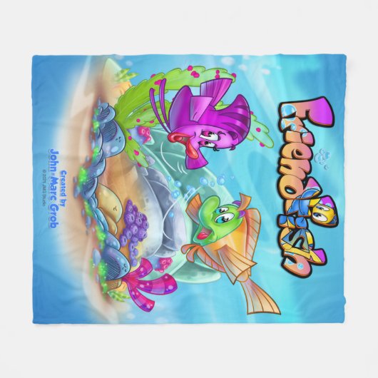 Couverture Polaire AmiPoisson mignon poisson caricature poisson Blanc (Devant (Horizontal))