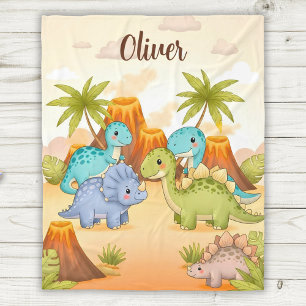 Couverture Polaire Amis dinosaures de dessin animé mignons