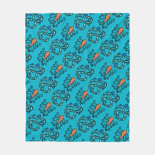 Couverture Polaire Amis illustrés colorés de poissons (Devant)