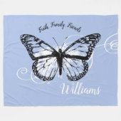 Couverture Polaire Amis inspirés de famille de foi de papillon bleus (Devant (Horizontal))
