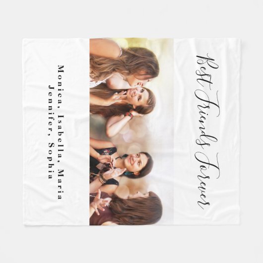 Couverture Polaire Amis pour toujours BFF nom photo blanc (Devant (Horizontal))